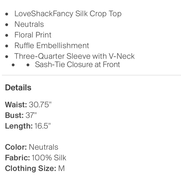 Gorgeous Romantic LoveShackFancy Silk Wrap Blouse Feminine, soft, & lightweight! - Picture 5 of 5